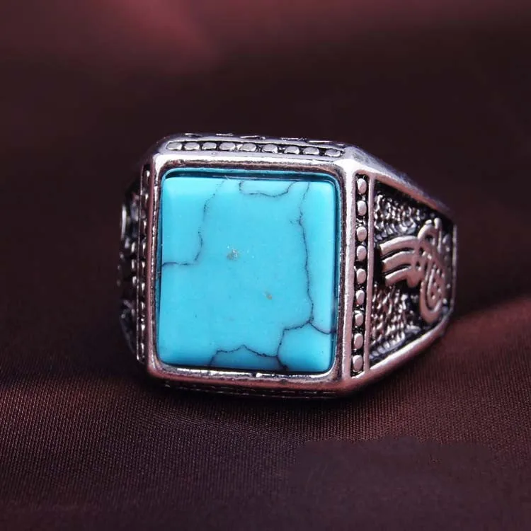 Fine Jewelry 925 Sterling Silver Turquoise Ring Gorgeous Lord Of The Rings For Men New Fashion Engagement Ring