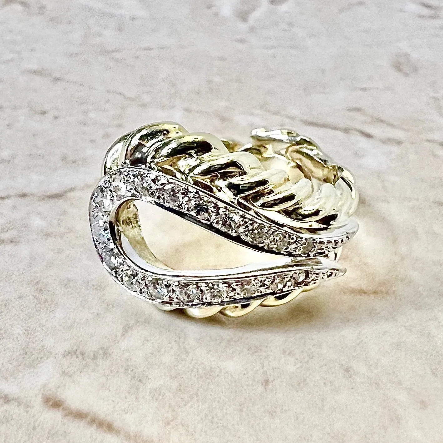 Fine Vintage 14 Karat Gold 0.40 Carat Diamond Cocktail Ring