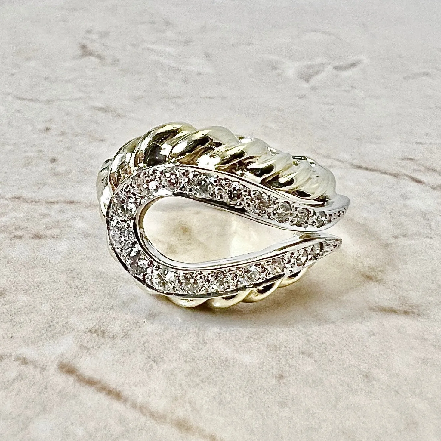 Fine Vintage 14 Karat Gold 0.40 Carat Diamond Cocktail Ring