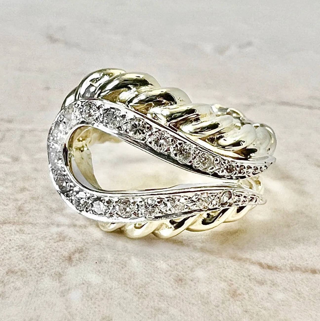 Fine Vintage 14 Karat Gold 0.40 Carat Diamond Cocktail Ring
