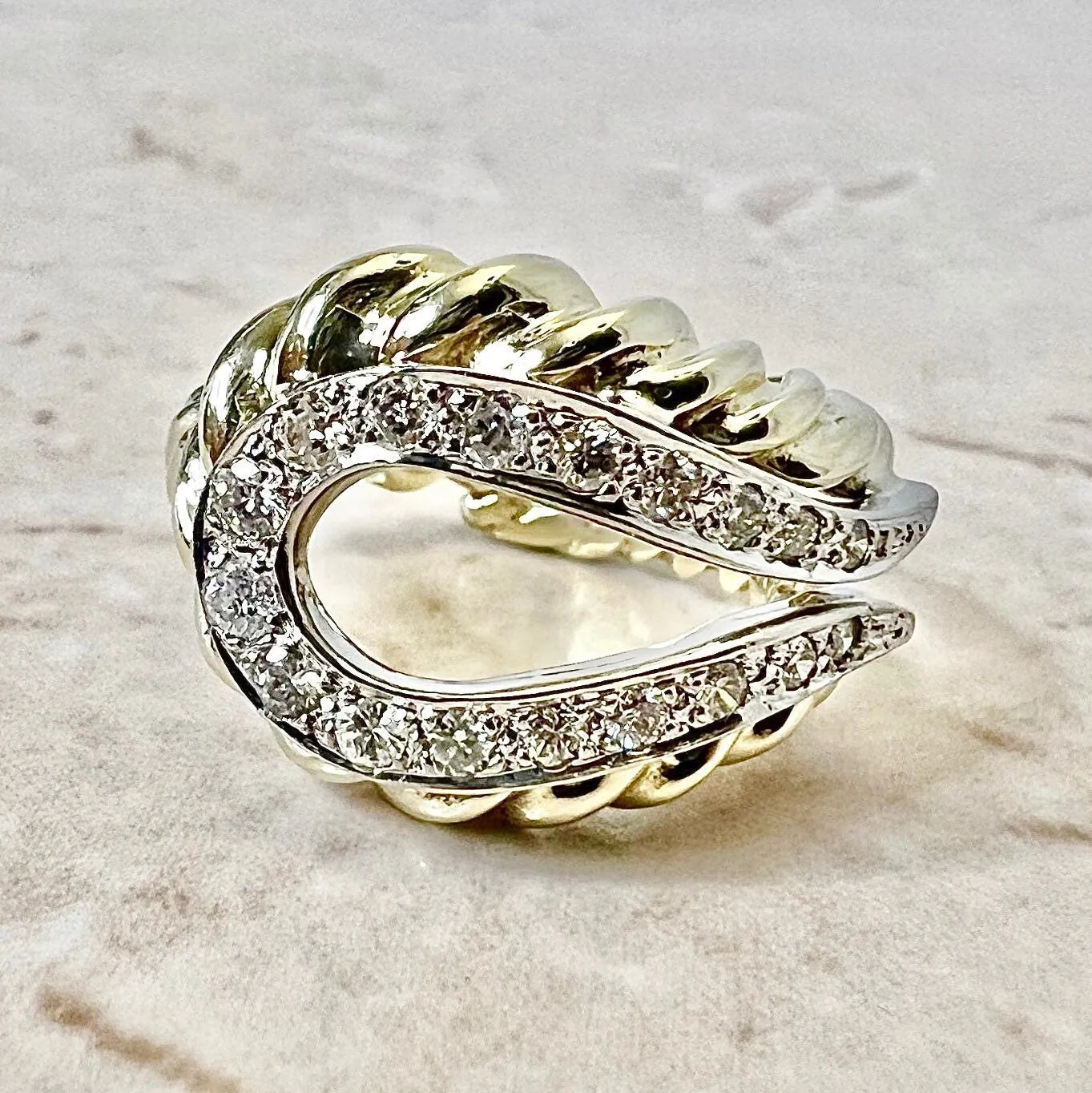 Fine Vintage 14 Karat Gold 0.40 Carat Diamond Cocktail Ring