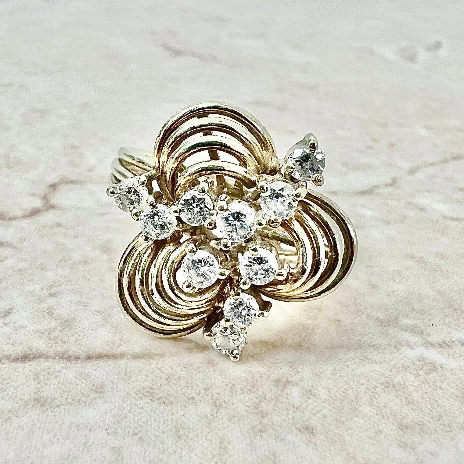 Fine Vintage 14 Karat Yellow Gold 0.51 Carat Diamond Statement Ring