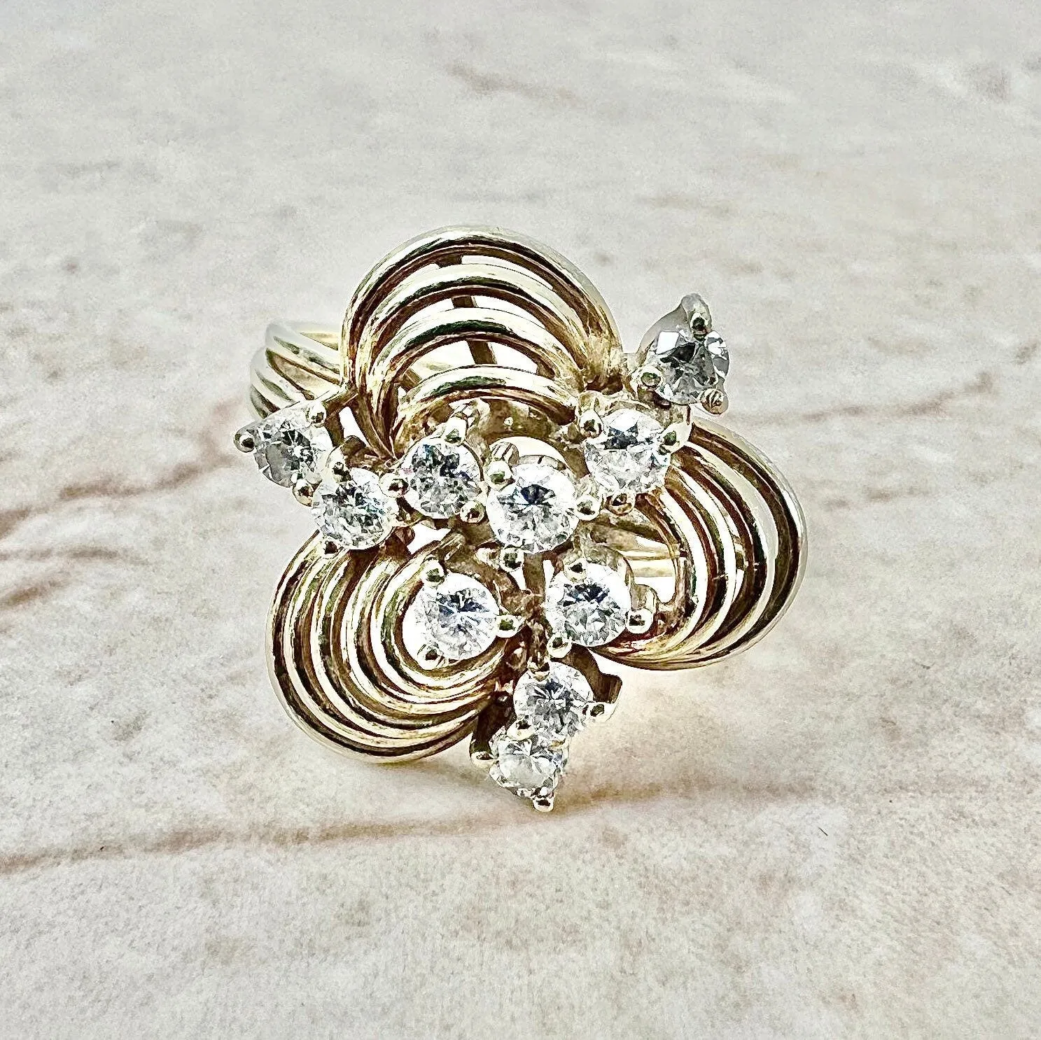 Fine Vintage 14 Karat Yellow Gold 0.51 Carat Diamond Statement Ring