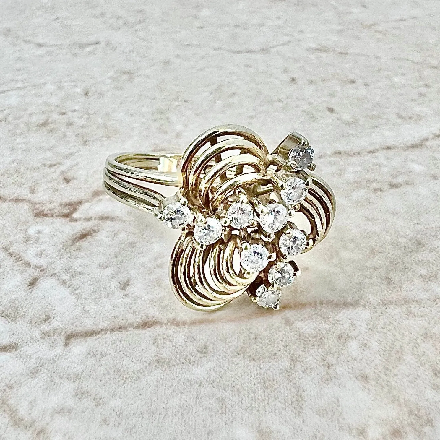 Fine Vintage 14 Karat Yellow Gold 0.51 Carat Diamond Statement Ring
