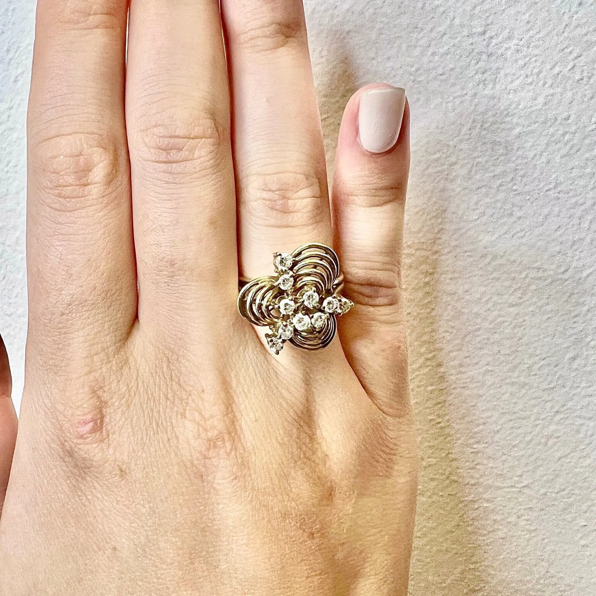 Fine Vintage 14 Karat Yellow Gold 0.51 Carat Diamond Statement Ring