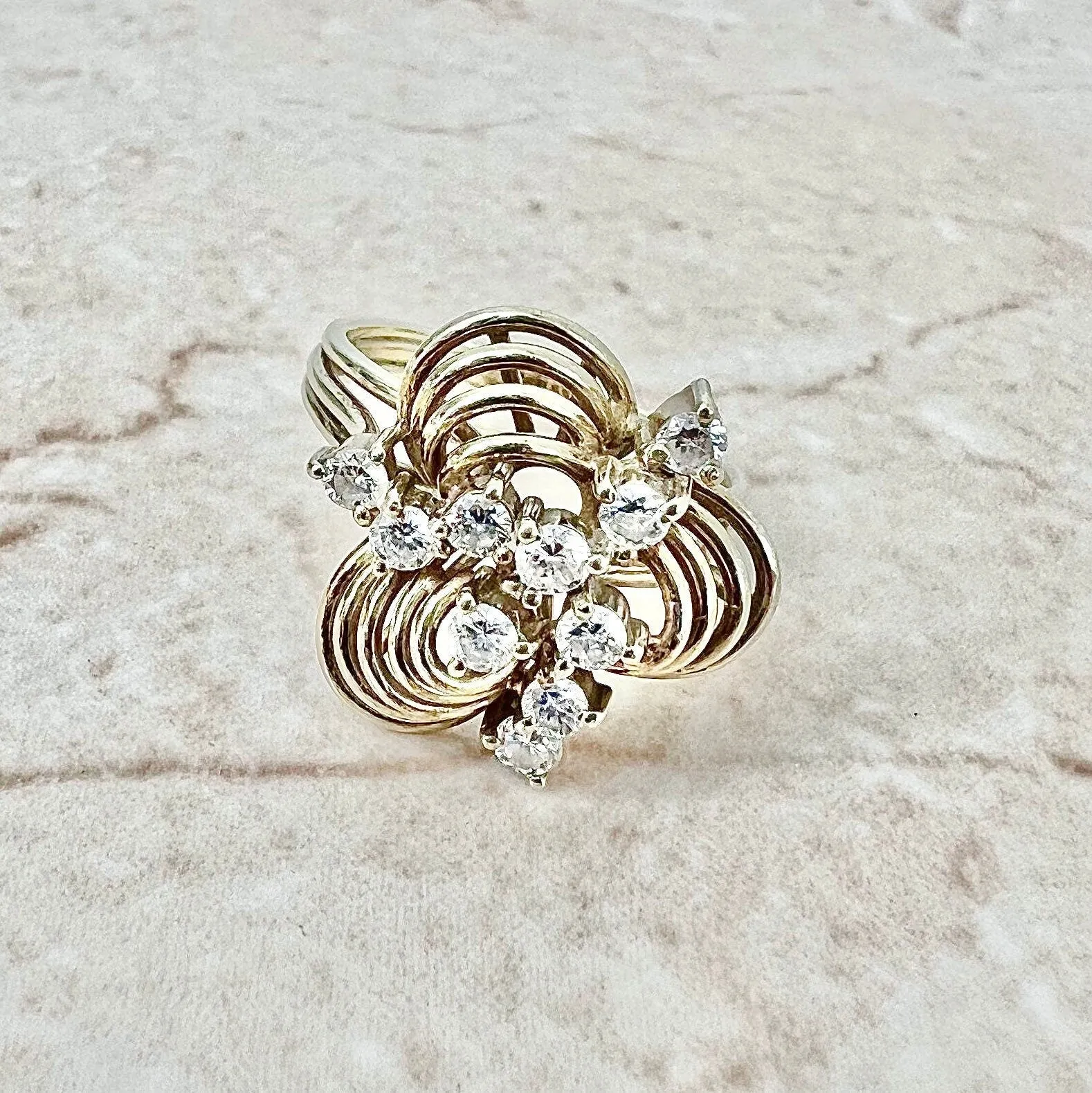 Fine Vintage 14 Karat Yellow Gold 0.51 Carat Diamond Statement Ring