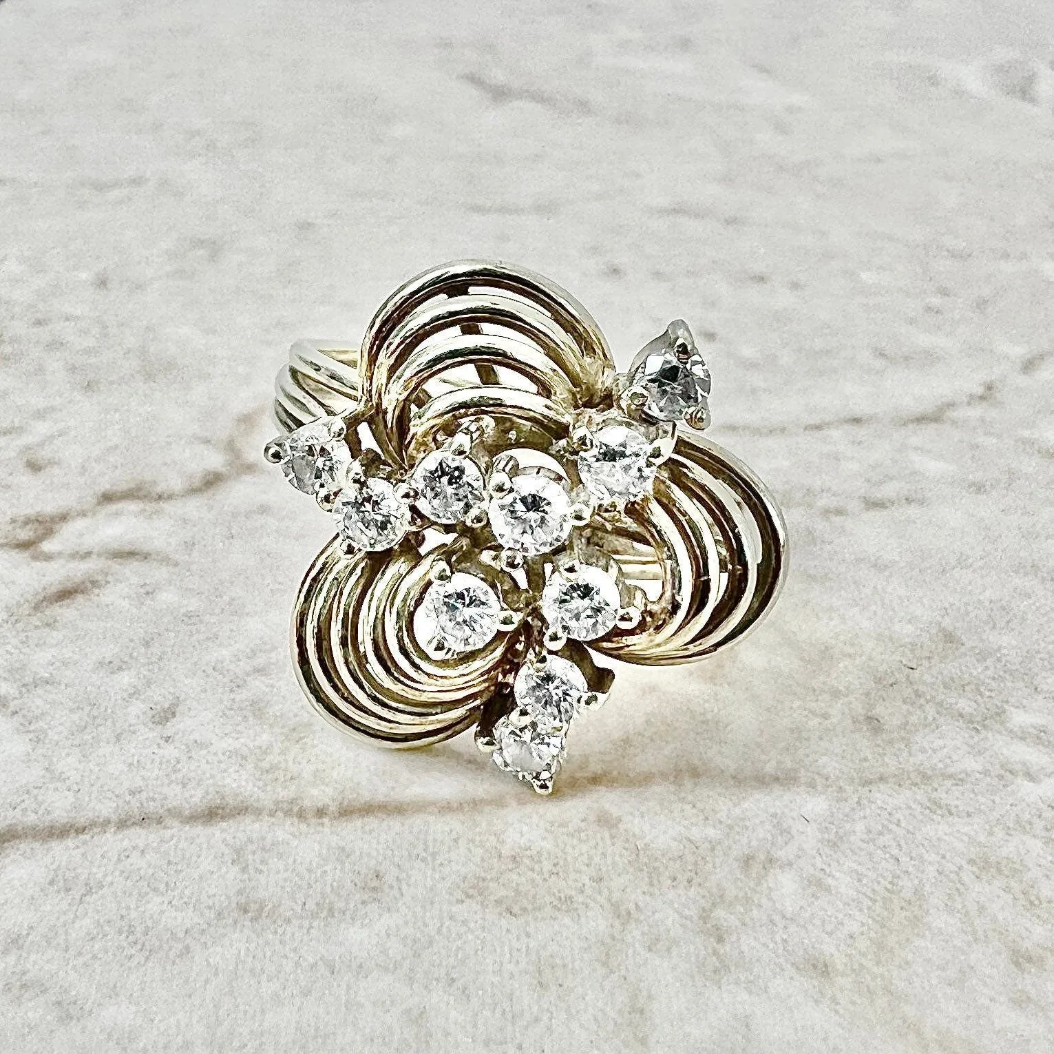Fine Vintage 14 Karat Yellow Gold 0.51 Carat Diamond Statement Ring