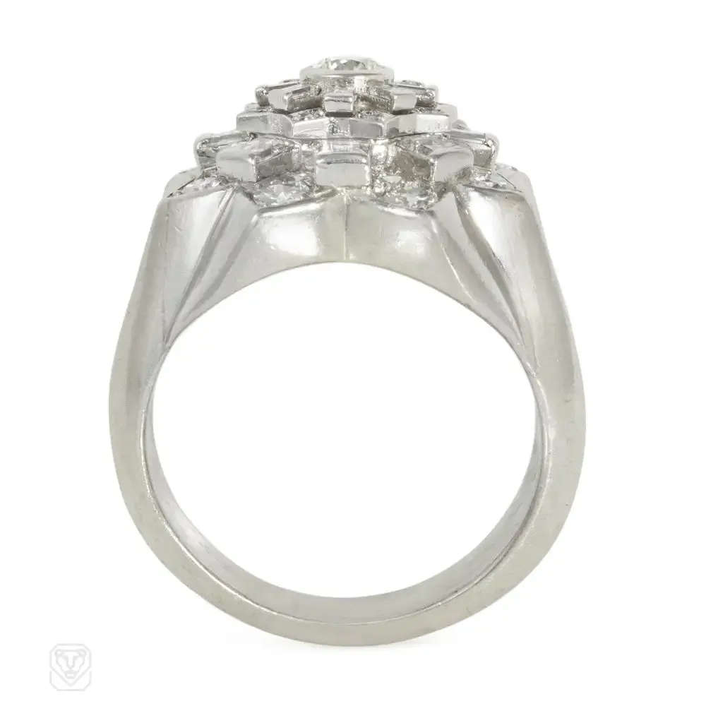 French Retro star-shaped diamond cocktail ring