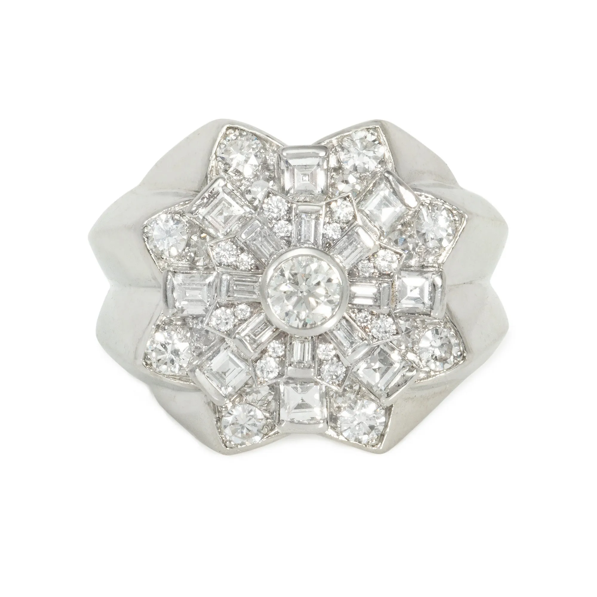 French Retro star-shaped diamond cocktail ring