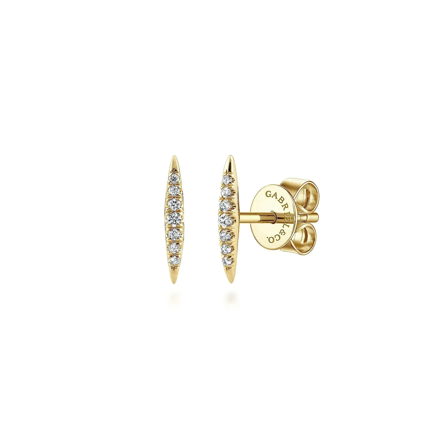 Gabriel & Co. Fashion 14k Yellow Gold Pavé Diamond Spiked Stud Earrings