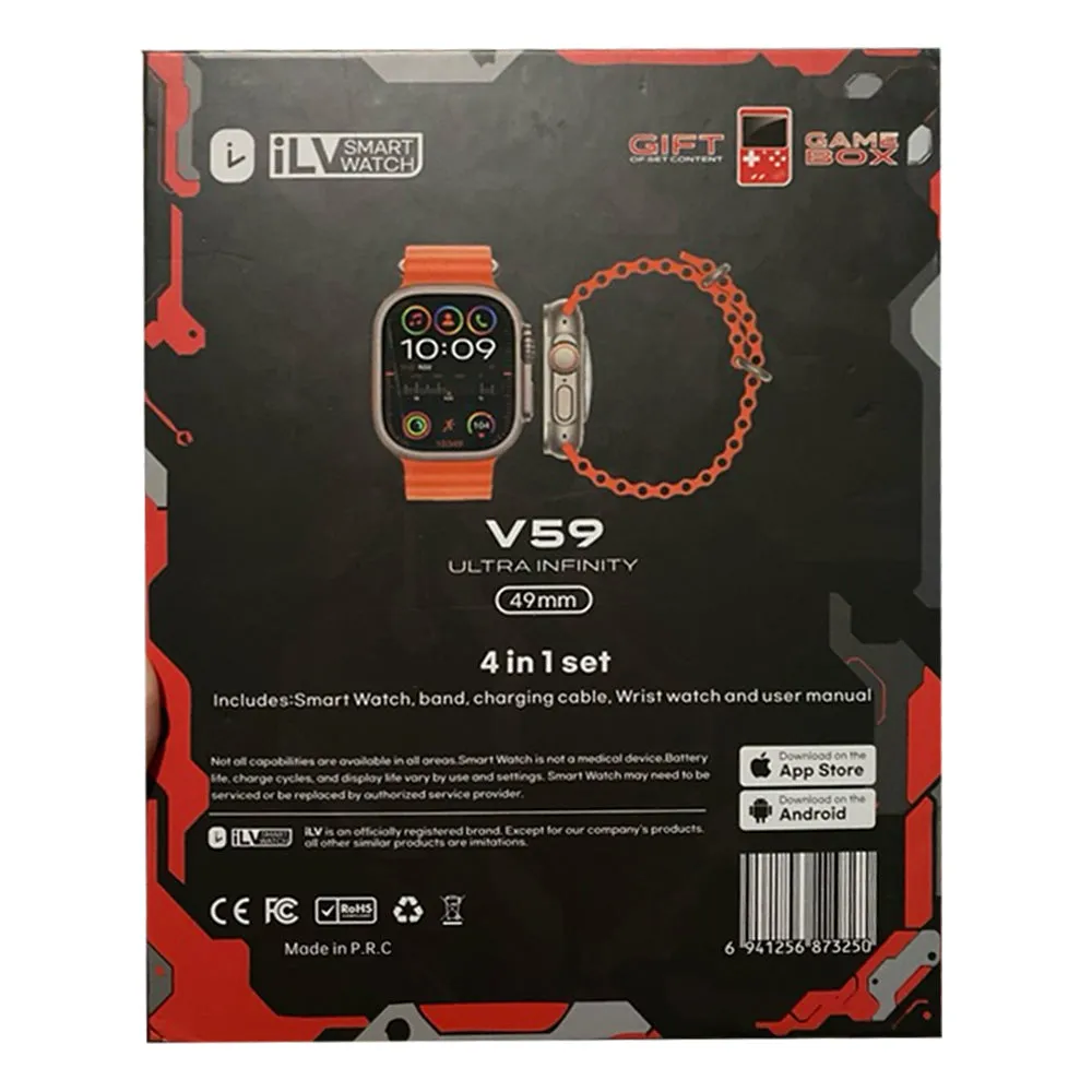 Game Console, Fitness Tracker - V59 Ultra Smart Watch Gift Set