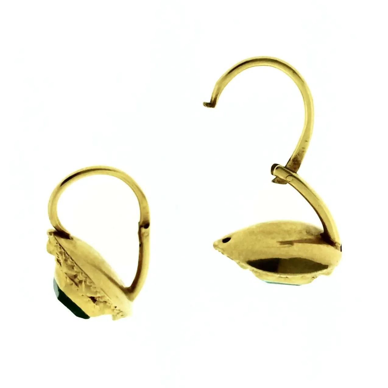 Georgian 18k Gold and Emerald Earrings in Original fitted Box