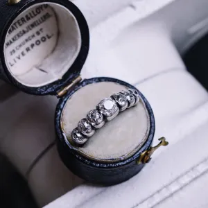 Georgian Old Mine Cut Diamond Half-Hoop Ring