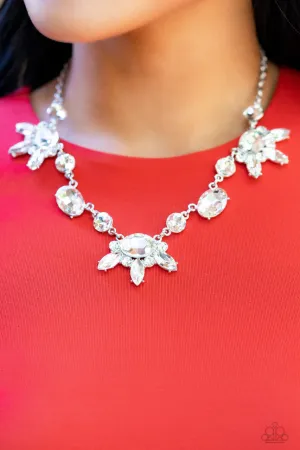 GLOW-trotting Twinkle - White - Blingy Gems Paparazzi Short Necklace - 2022 GLOW Convention Exclusive