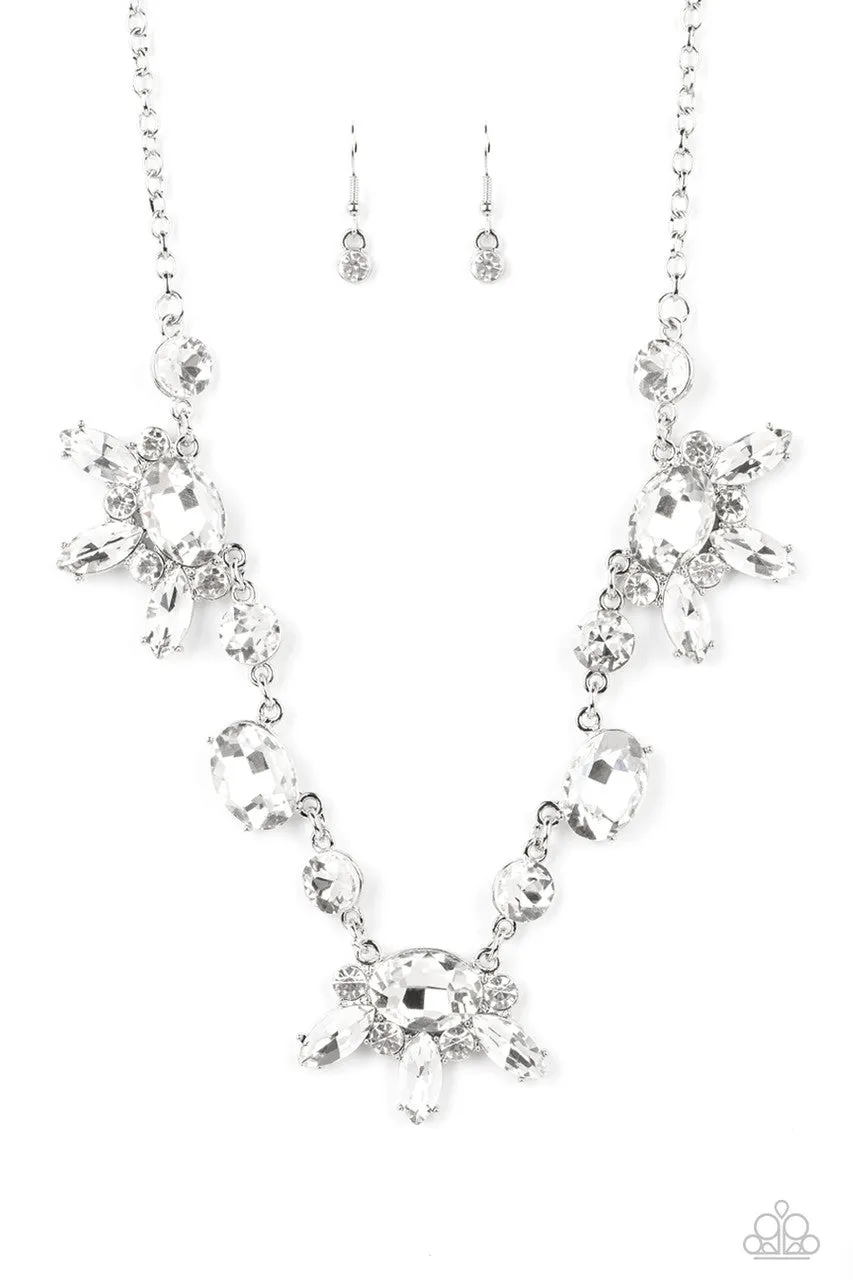 GLOW-trotting Twinkle - White - Blingy Gems Paparazzi Short Necklace - 2022 GLOW Convention Exclusive