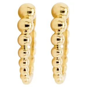 Gold Beaded Round Huggie Earrings