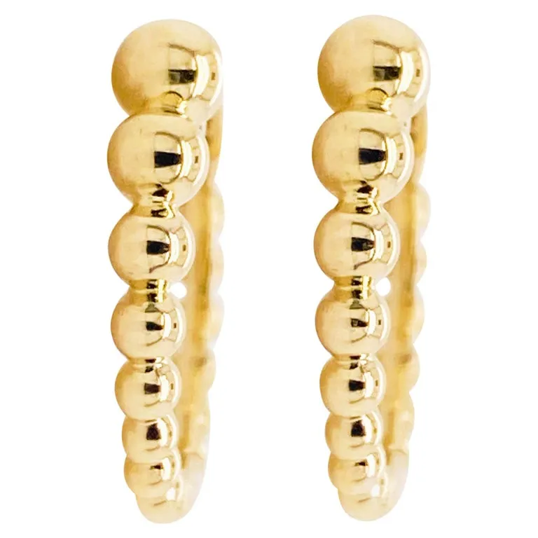 Gold Beaded Round Huggie Earrings