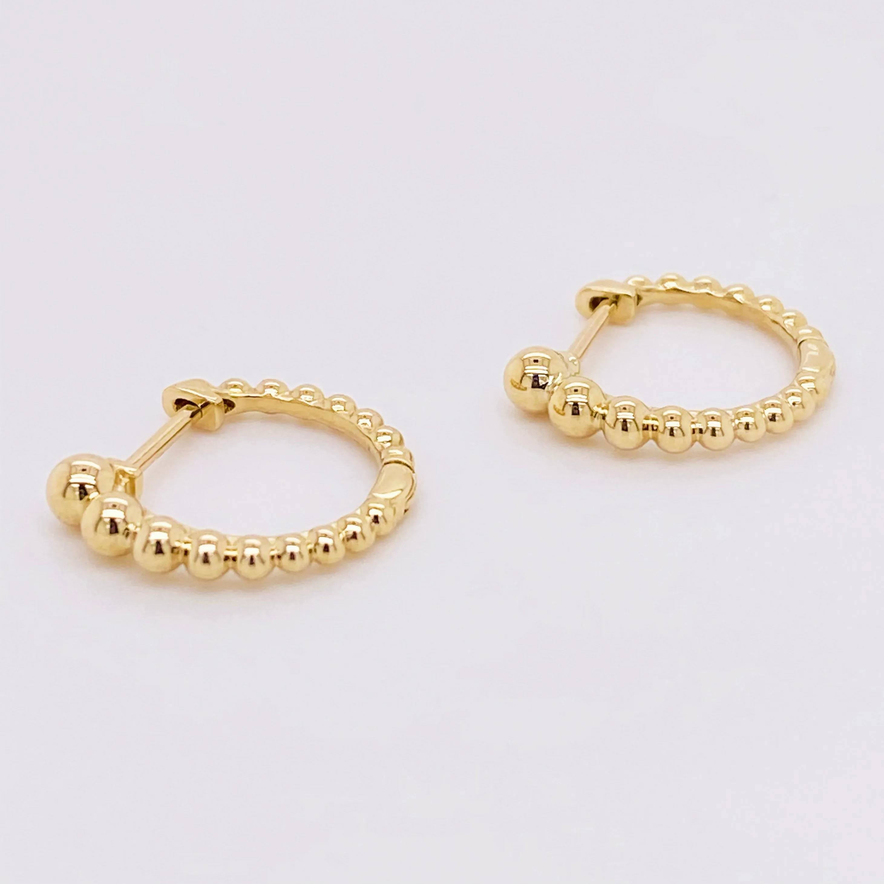 Gold Beaded Round Huggie Earrings