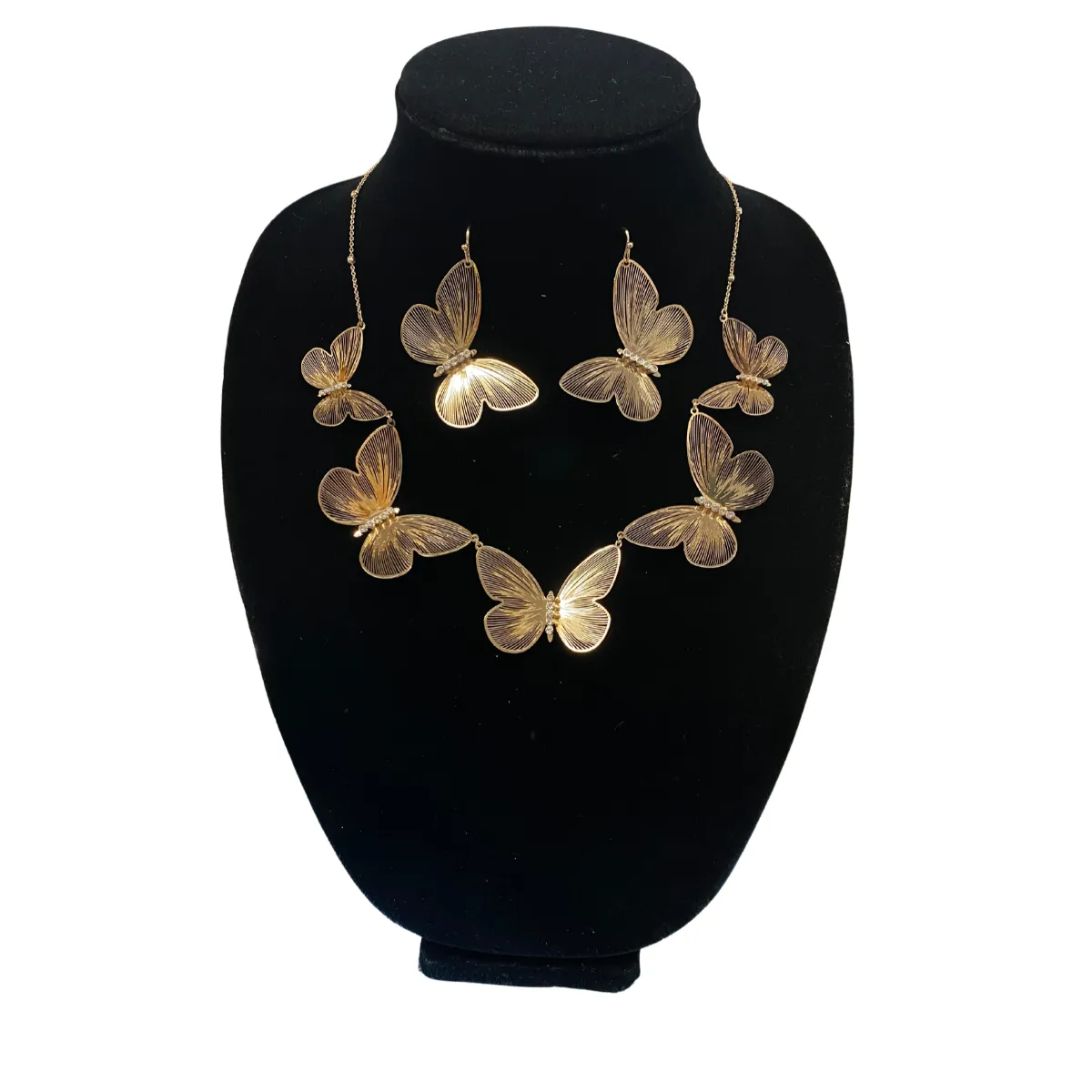 Gold Butterflies Necklace w/ Earrings
