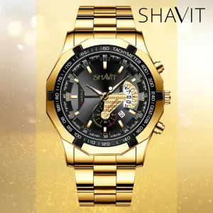Gold Men's Watch Classic Stainless Steel Quartz Luxury Gift Wristwatch For MEN