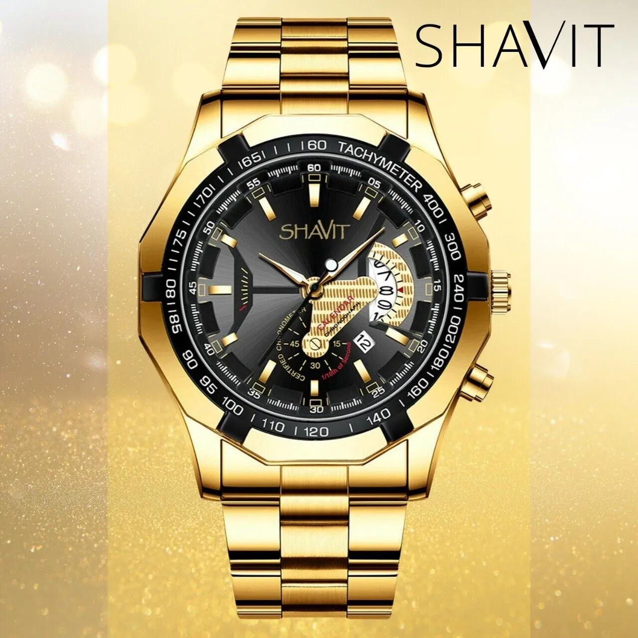 Gold Men's Watch Classic Stainless Steel Quartz Luxury Gift Wristwatch For MEN