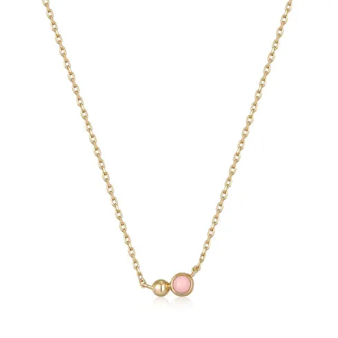 GOLD ORB ROSE QUARTZ PENDENT NECKLACE