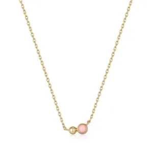 GOLD ORB ROSE QUARTZ PENDENT NECKLACE