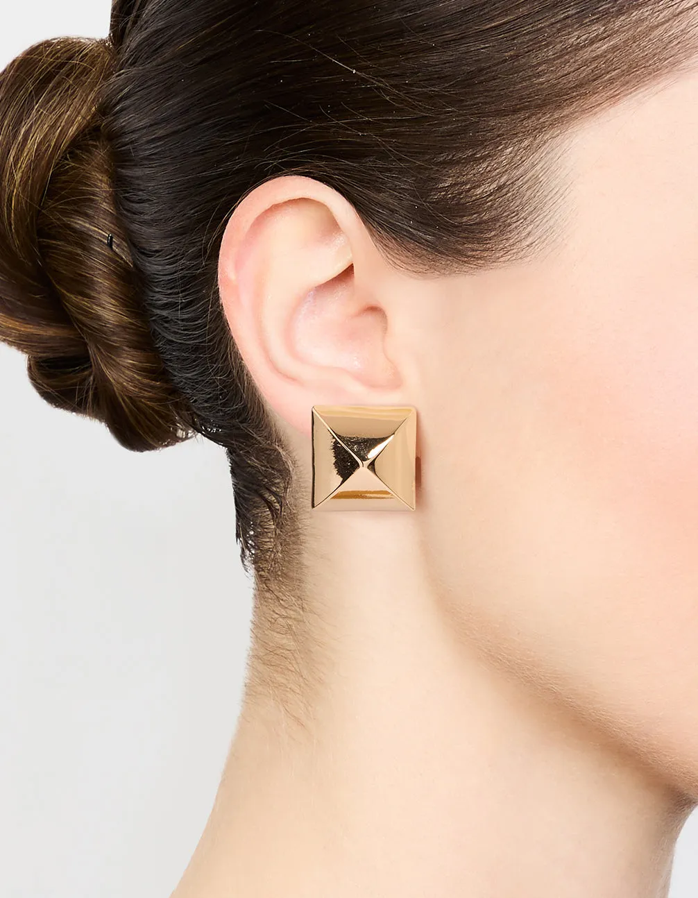 Gold Plated Square Spike Stud Earrings