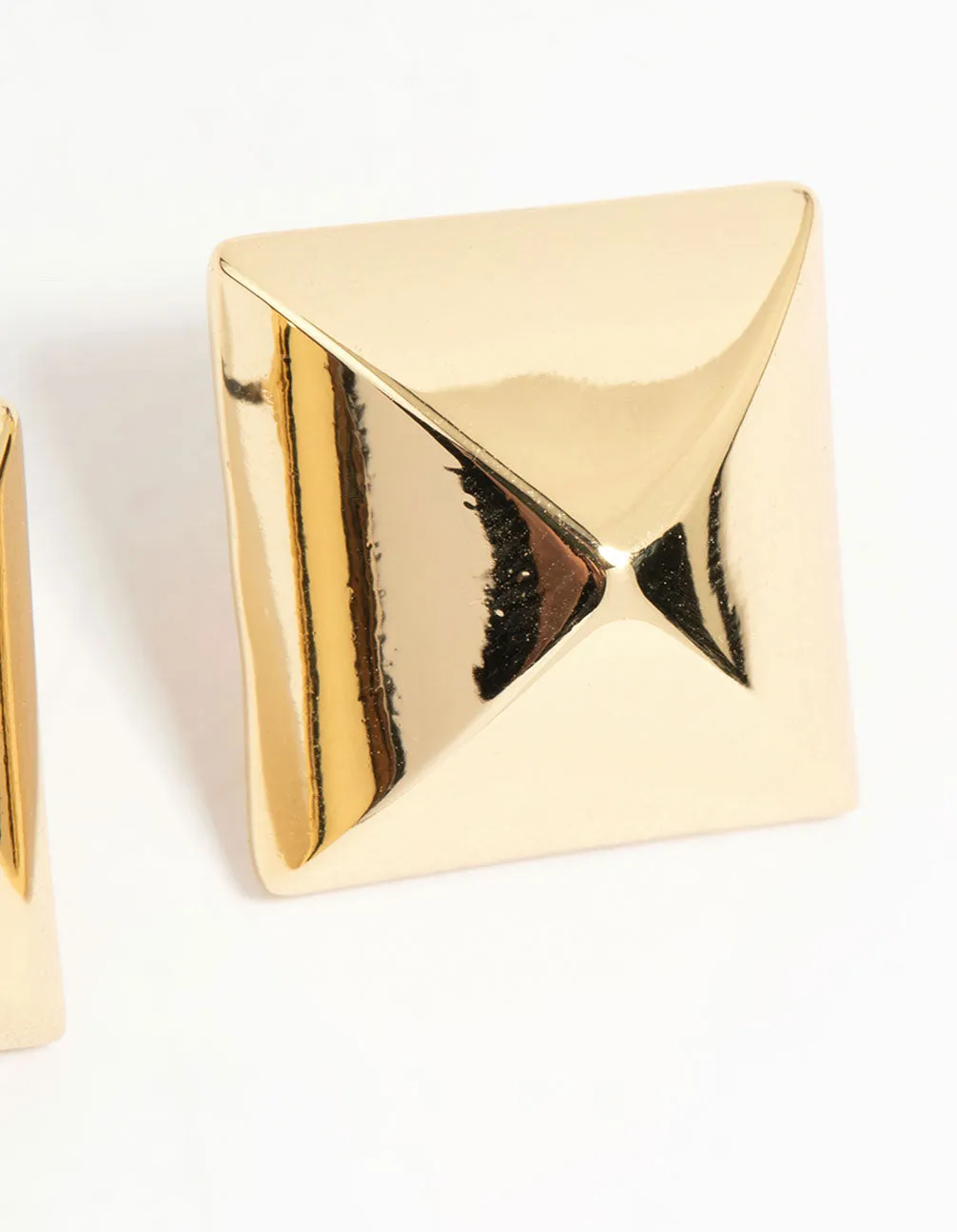 Gold Plated Square Spike Stud Earrings