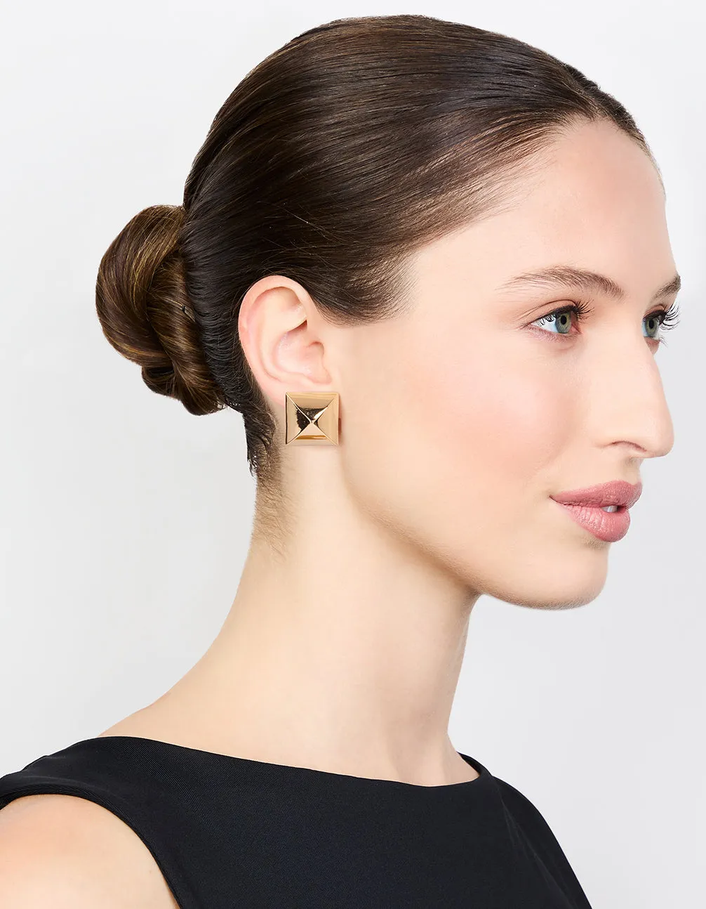 Gold Plated Square Spike Stud Earrings