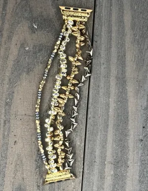 Gold Silver Nugget Arrow Beaded Stretch Smart Watch Band