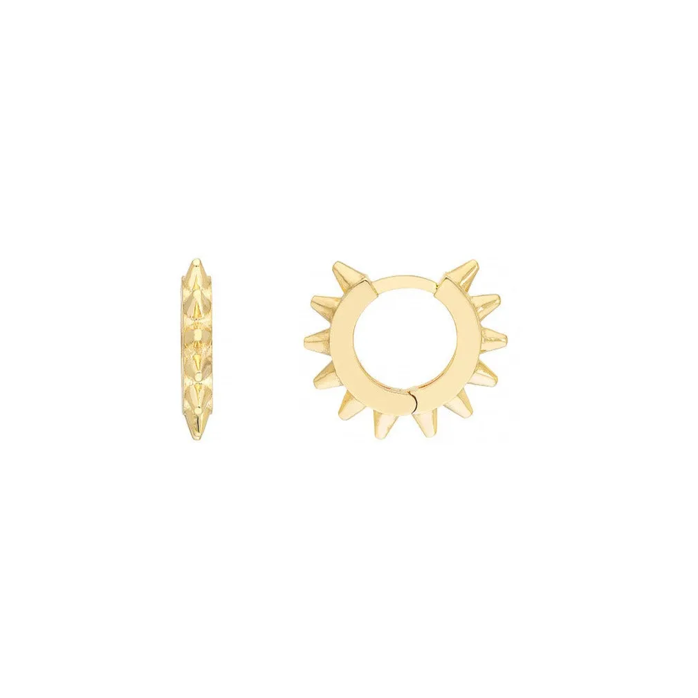 Gold Spike Huggie Hoop Earrings