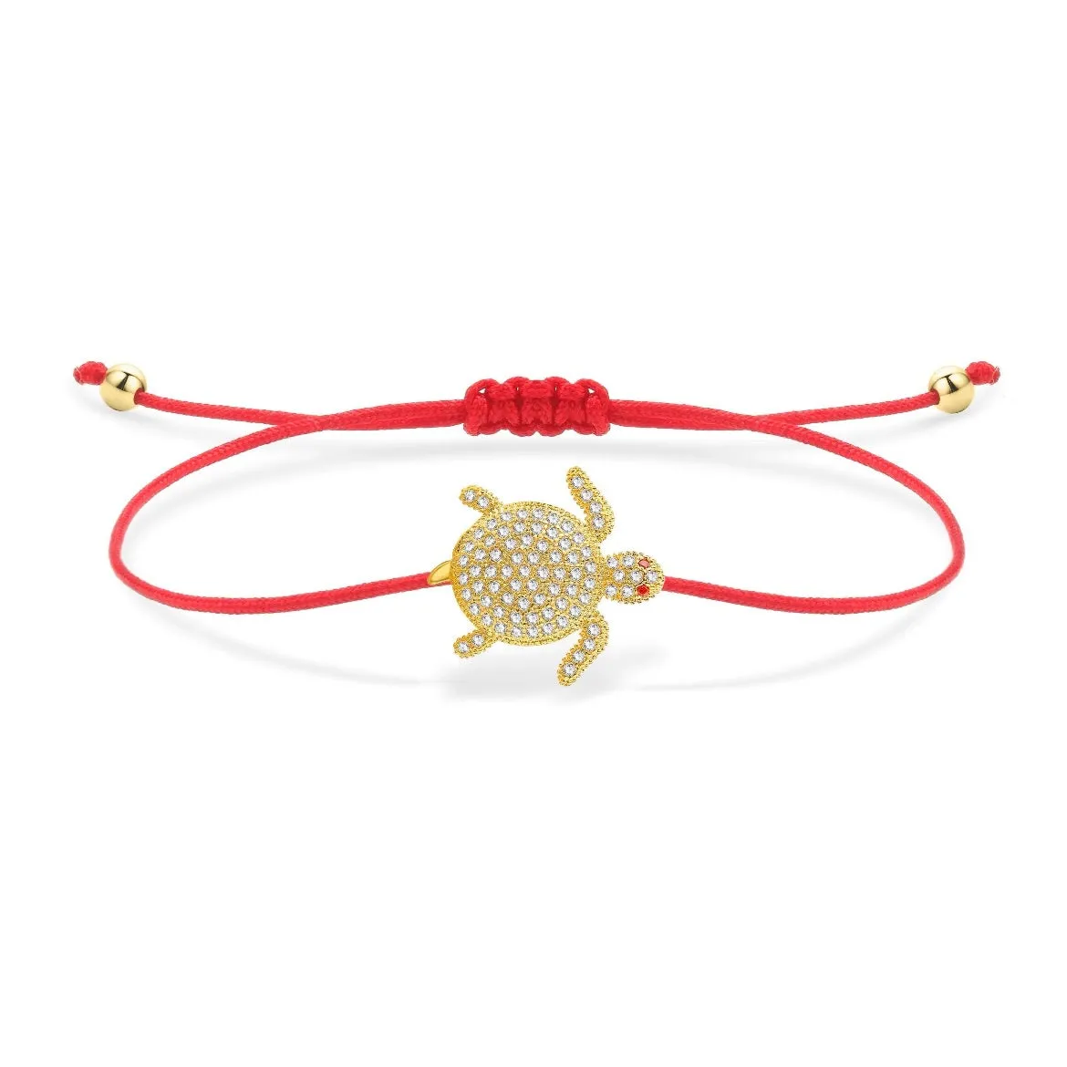 Gold Turtle Charm Thin Red String Protection Bracelet