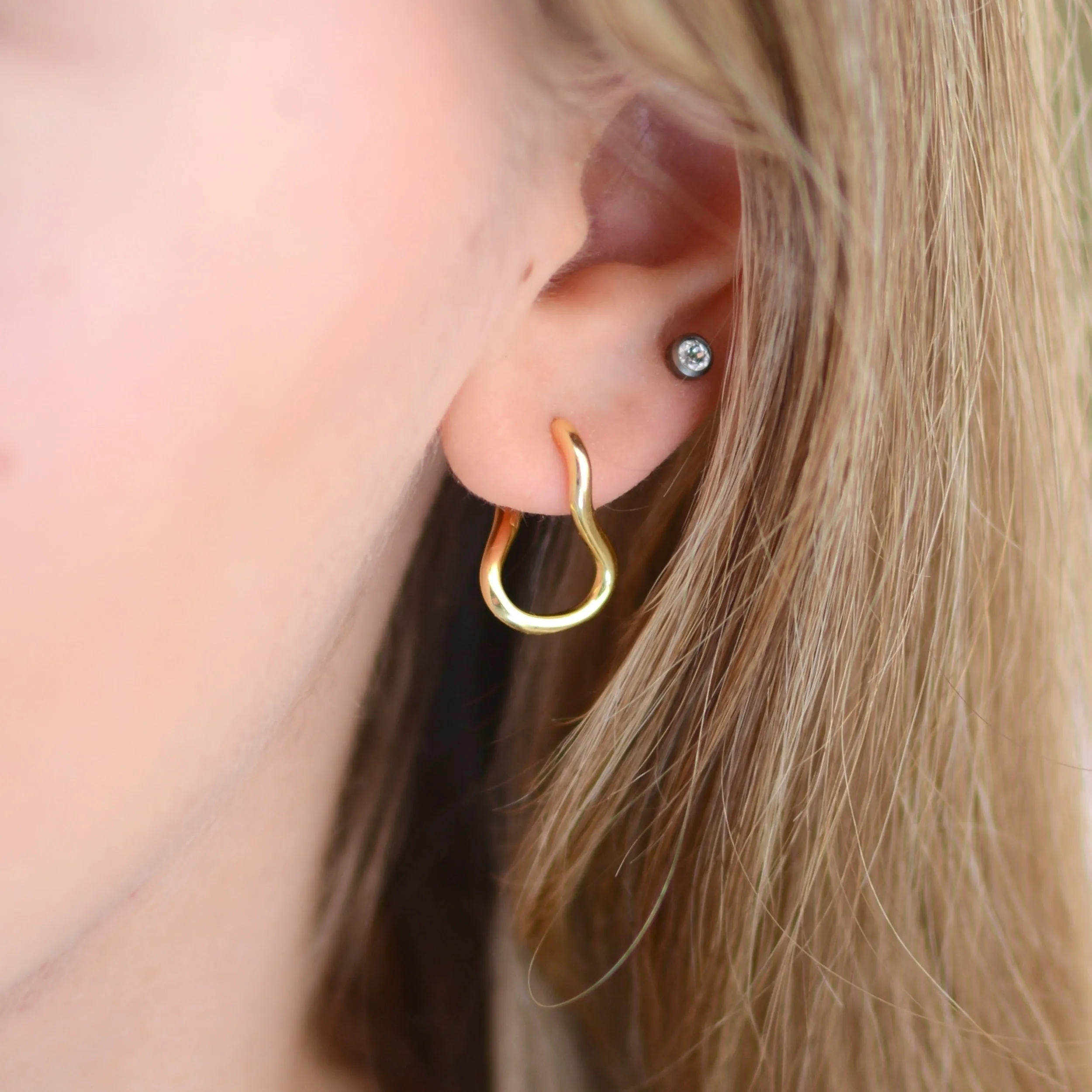 Gold Wave Hoop Earrings
