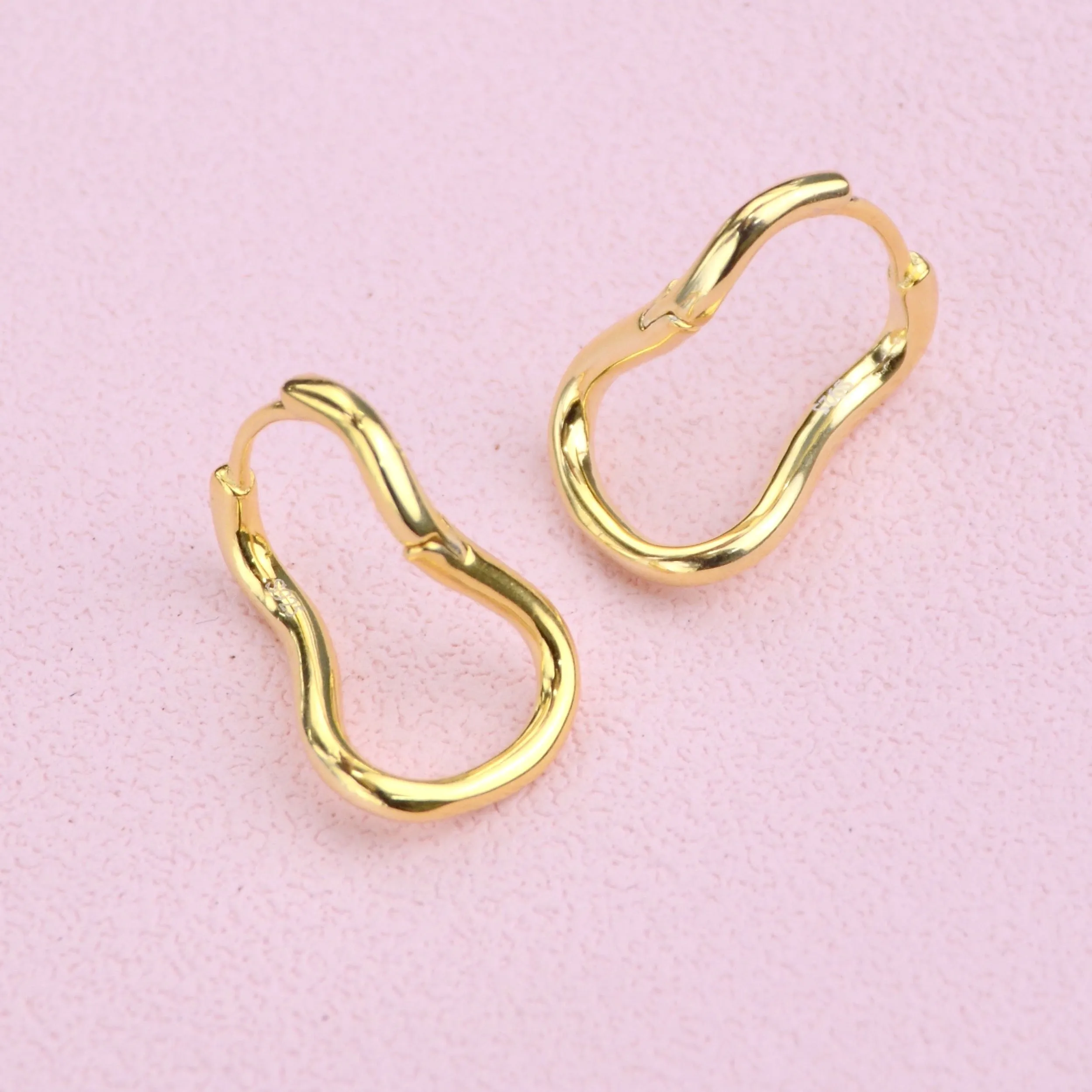 Gold Wave Hoop Earrings
