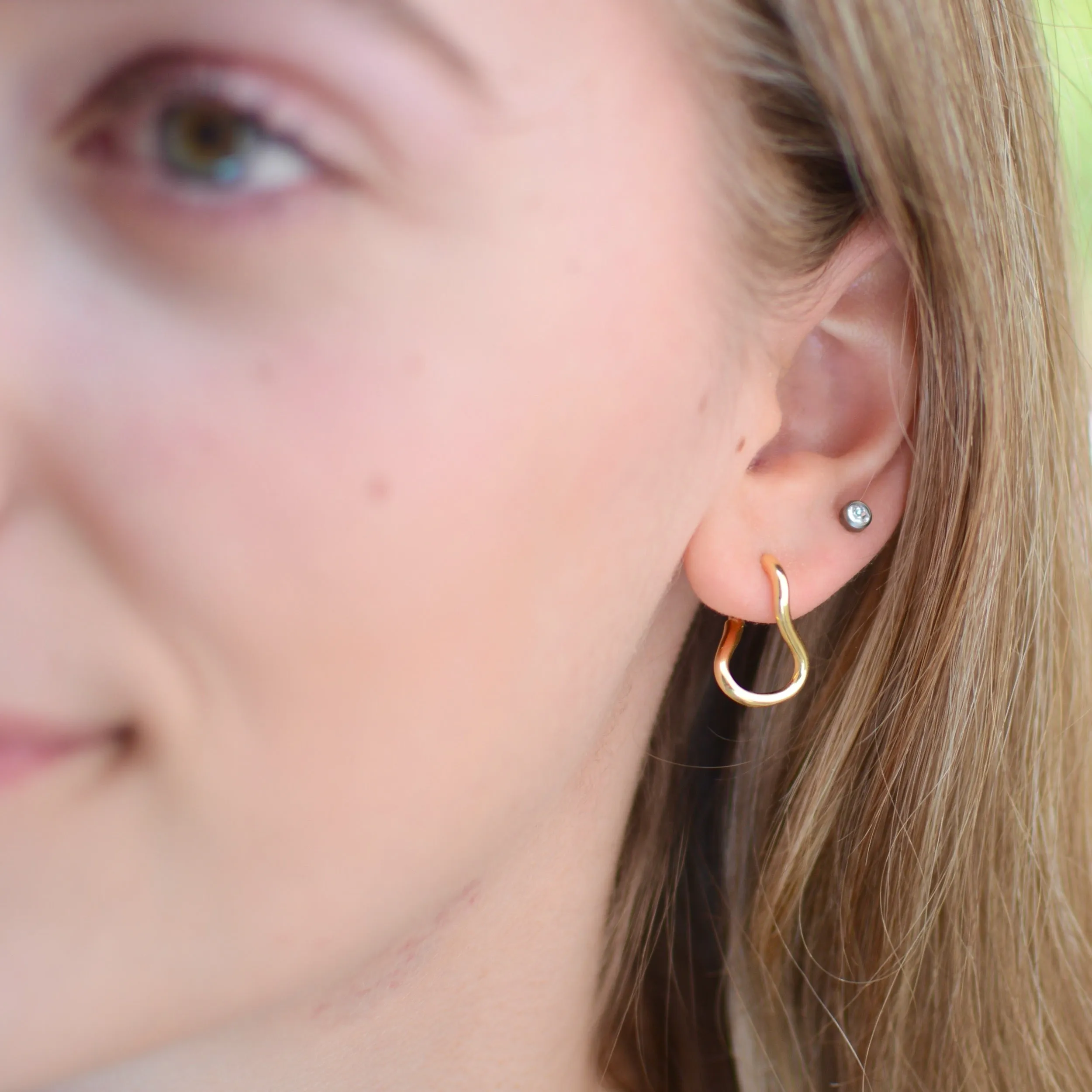 Gold Wave Hoop Earrings