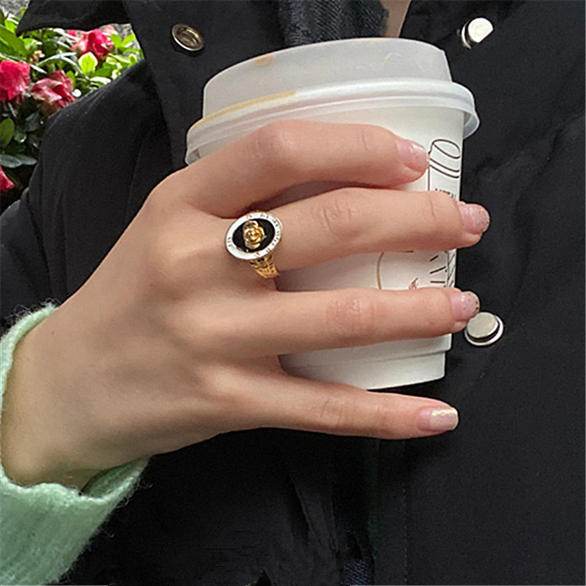 Gothic black signet ring