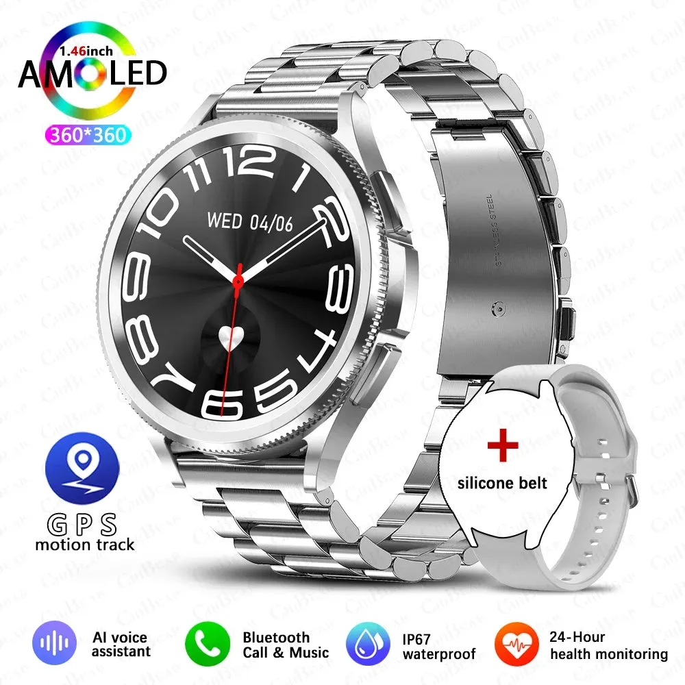 GPS Sports Smartwatch Men 1.43 Inch AMOLED HD Screen GPS Fitness Tracker Health Monitoring Waterproof Bluetooth Call Smart Watch