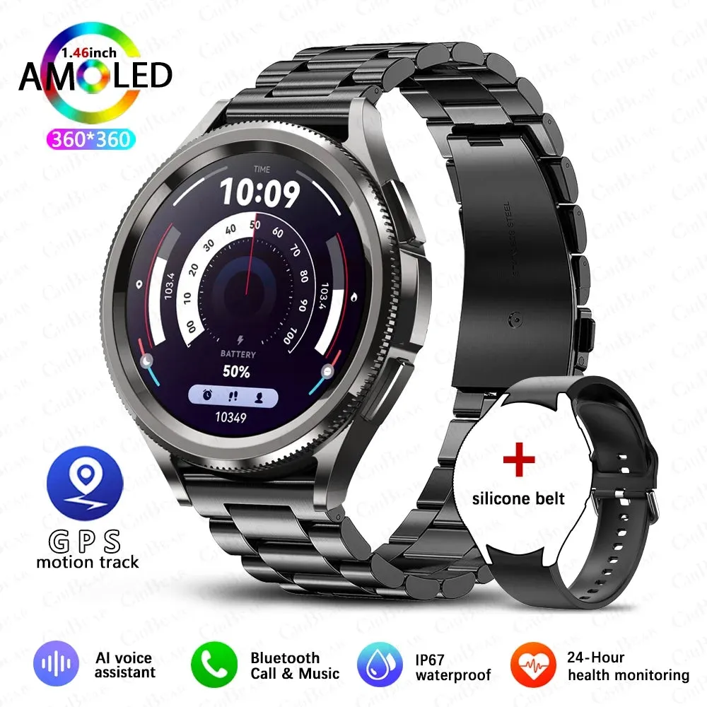 GPS Sports Smartwatch Men 1.43 Inch AMOLED HD Screen GPS Fitness Tracker Health Monitoring Waterproof Bluetooth Call Smart Watch