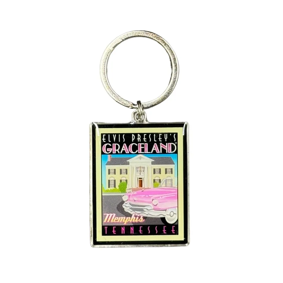 Graceland Retro Pink Classic Car Key Ring