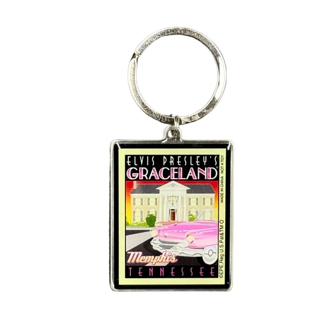 Graceland Retro Pink Classic Car Key Ring