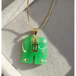 Green Jade Elephant Necklace
