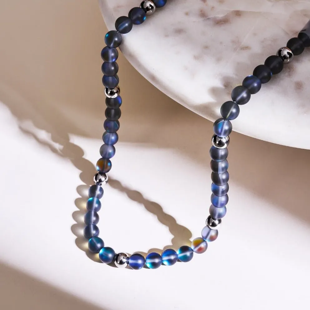 Grey | Silver | Mermaid Glass Statement Necklace