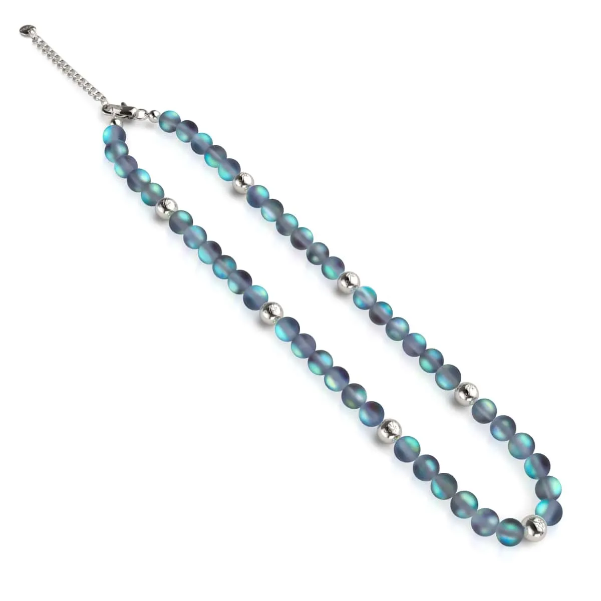 Grey | Silver | Mermaid Glass Statement Necklace