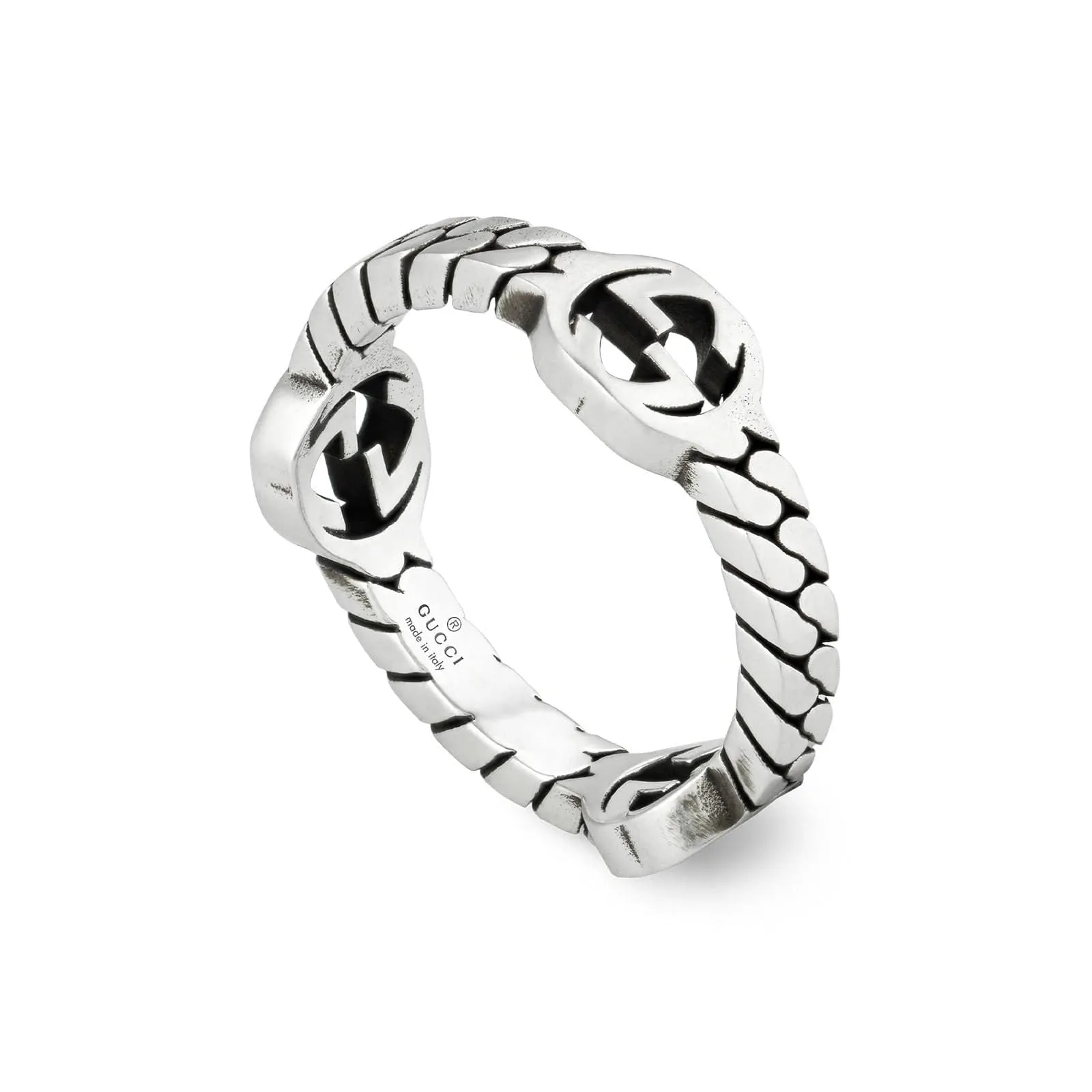 Gucci Silver Three Interlocking G Ring