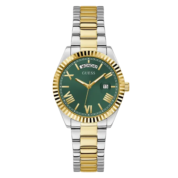 Guess Luna Two-tone Stainless Steel Green Dial Quartz Watch for Ladies - GW0308L5