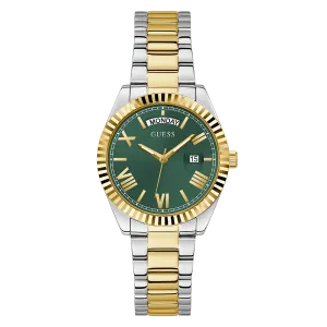 Guess Luna Two-tone Stainless Steel Green Dial Quartz Watch for Ladies - GW0308L5