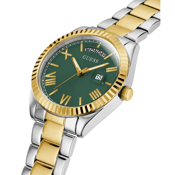 Guess Luna Two-tone Stainless Steel Green Dial Quartz Watch for Ladies - GW0308L5
