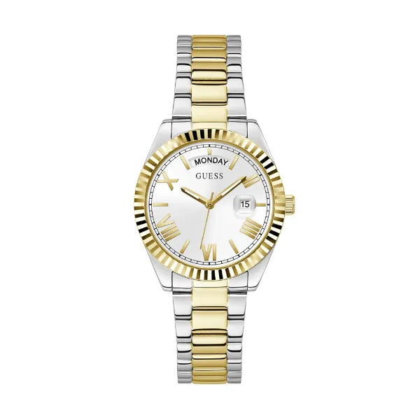 Guess Luna Two-tone Stainless Steel Silver Dial Quartz Watch for Ladies - GW0308L6