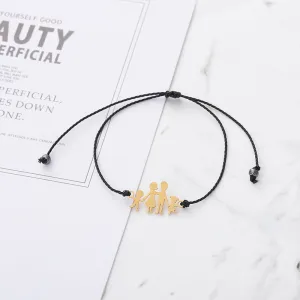 G.YCX Sweet Steel Figure Family Bracelets Mom Dad Girl Boy Adjustable Lucky Red Rope Kids Bracelets Children Protection Jewelry